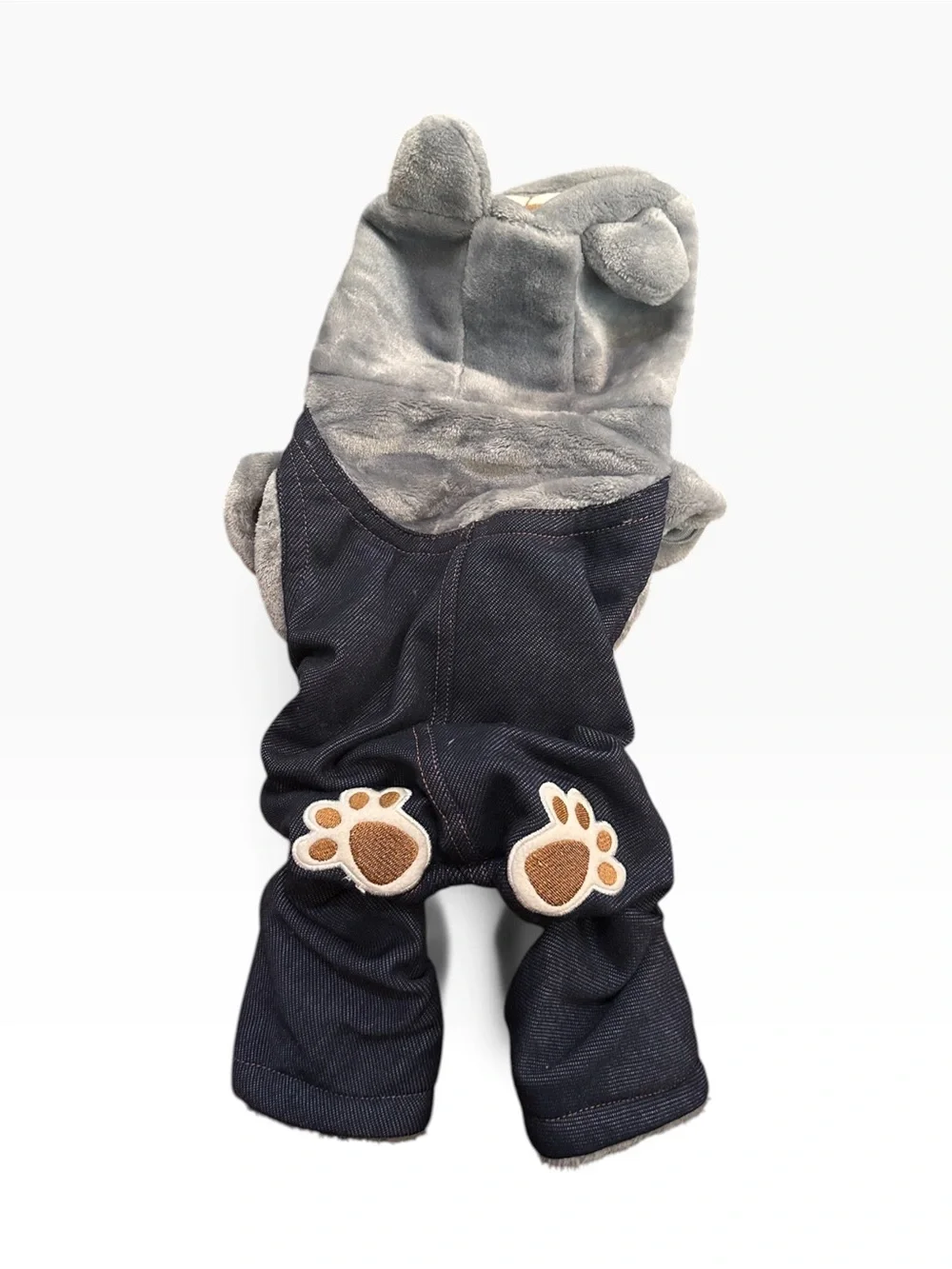 Unifull Gray Bear Plush Hooded Dog Jumpsuit Size L
